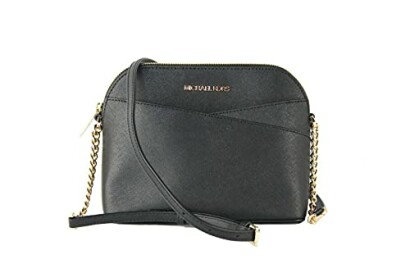 Black crossbody bag with gold chain strap