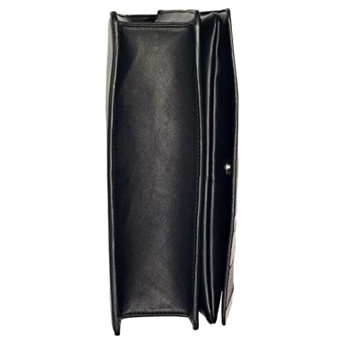 Side view of a black leather bag