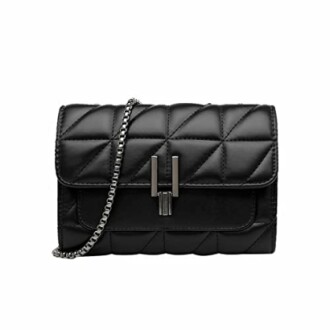 Black quilted handbag with chain strap