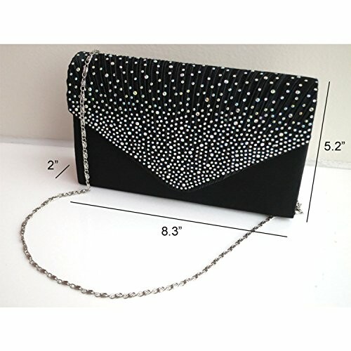 Black clutch bag with silver studs and chain strap.