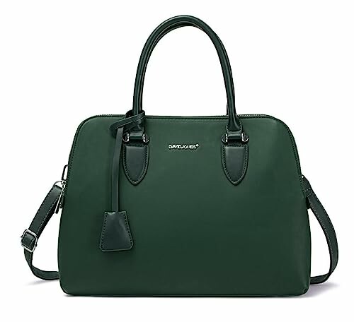 Elegant green leather handbag with shoulder strap