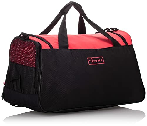 Black and red Puma duffel bag with handles