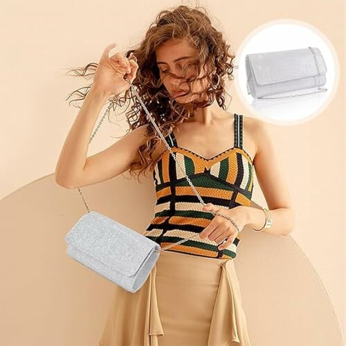 Elegant Silver Clutch Bag